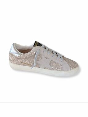 Vintage Havana Women's Palmer Cream & Silver Glitter Lace Up Sneakers
